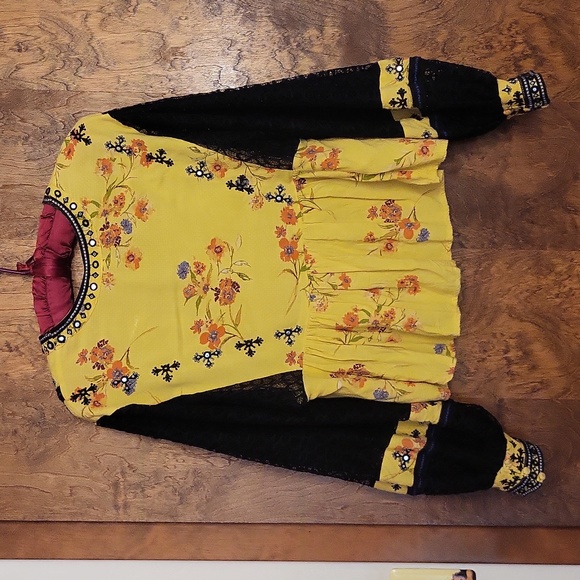 Free People Boho embroidered lace top S - Picture 2 of 12